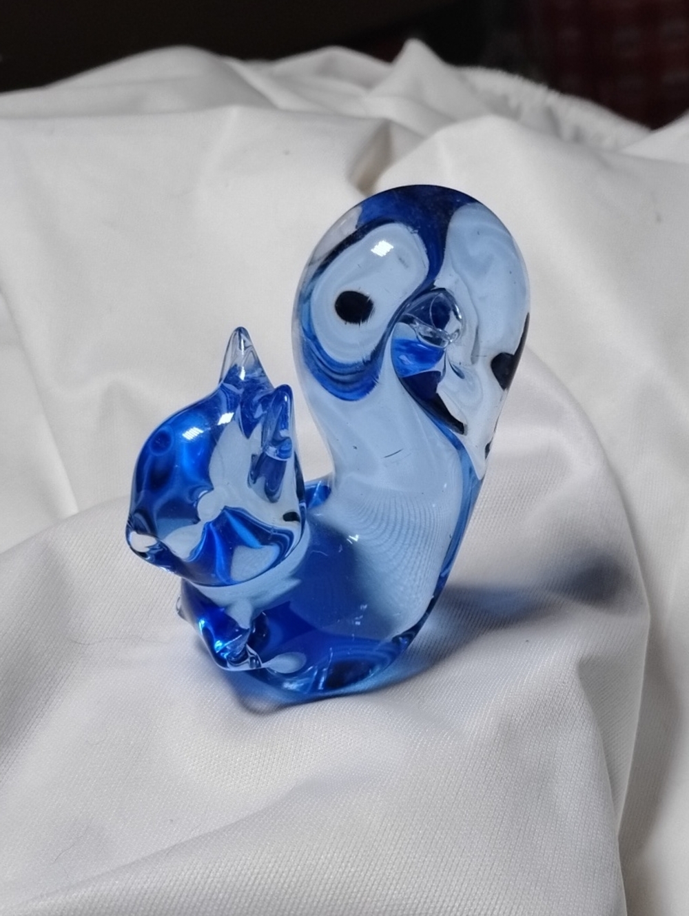 Vtg Blue Blown Glass Squirrel